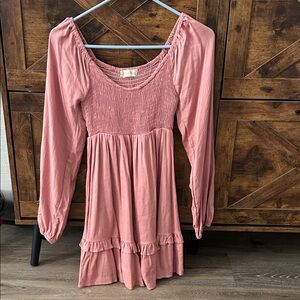Altar'd State Dusty Rose Long Sleeve Dress